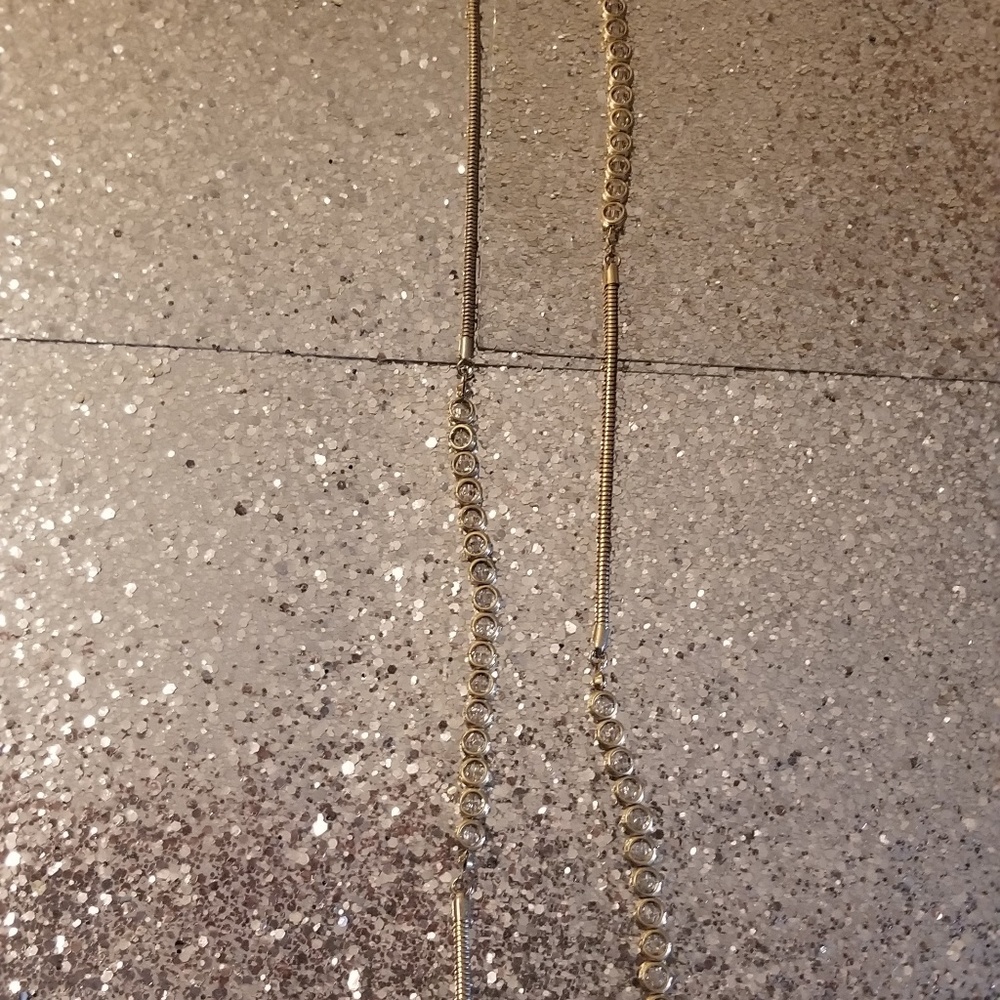 Gold Tone Multi Station CZ Necklace